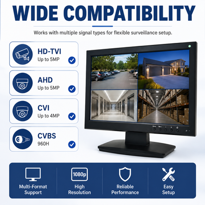 SVD 23.6" Super HD 5MP Security Monitor – Direct BNC for HD-TVI/AHD/CVI Cameras