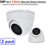 SVD 5 Megapixel 4in1 TVI/AHD/CVI/CVBS 3.6mm Fixed Lens Surveillance Dome Camera DWDR OSD menu IR Cut in/Outdoor for CCTV DVR Home Office Security (White) (1 Pack)