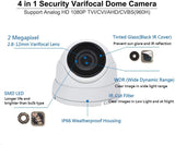 SVD 5MP 4in1 (TVI, AHD, CVI, CVBS) Indoor Outdoor Dome Camera DWDR OSD menu for CCTV DVR Home Office Surveillance Security (White) (5MP 2.8-12mm Lens, White)